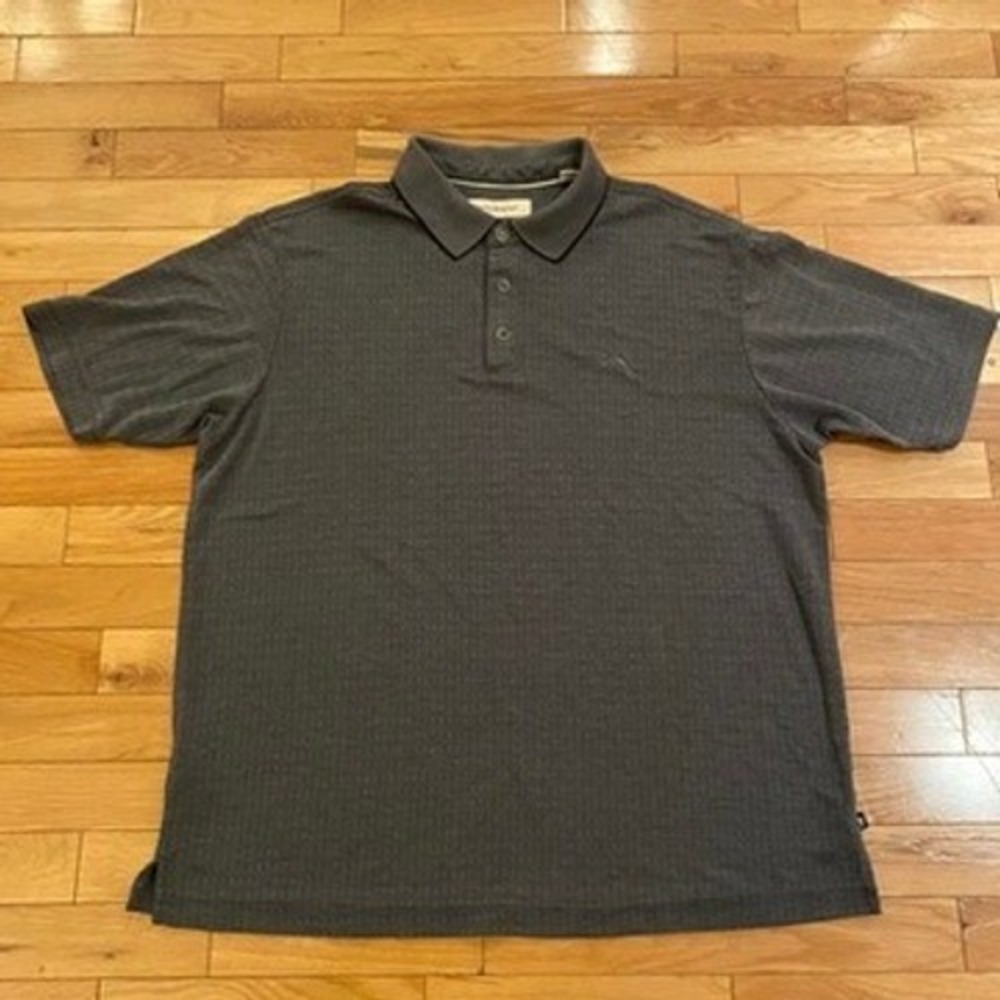 Tommy Bahama Mens Gray Textured Polo Shirt Short Sleeve Size L‎ G